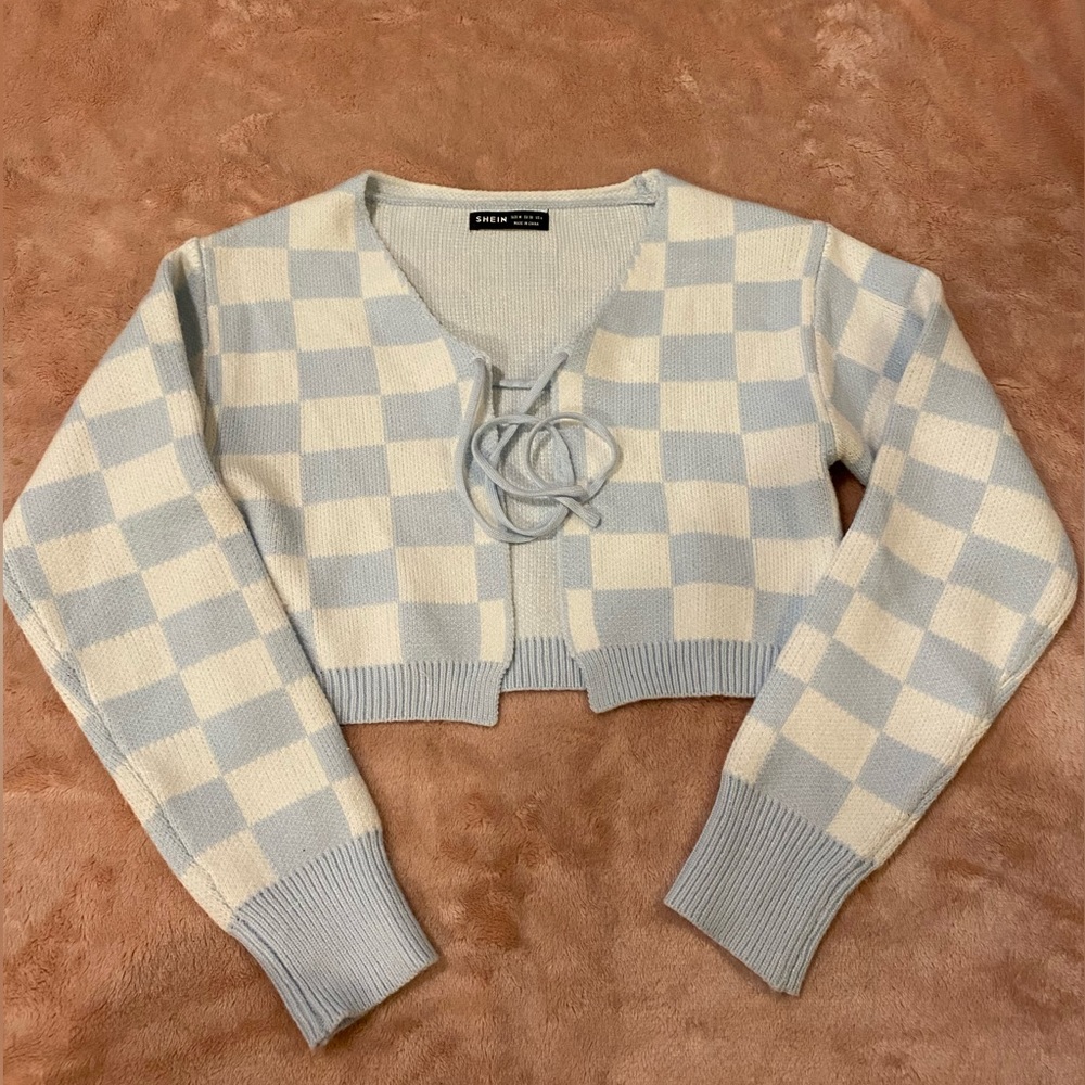 Fuzzy knit tie-up cropped bolero/cardigan
